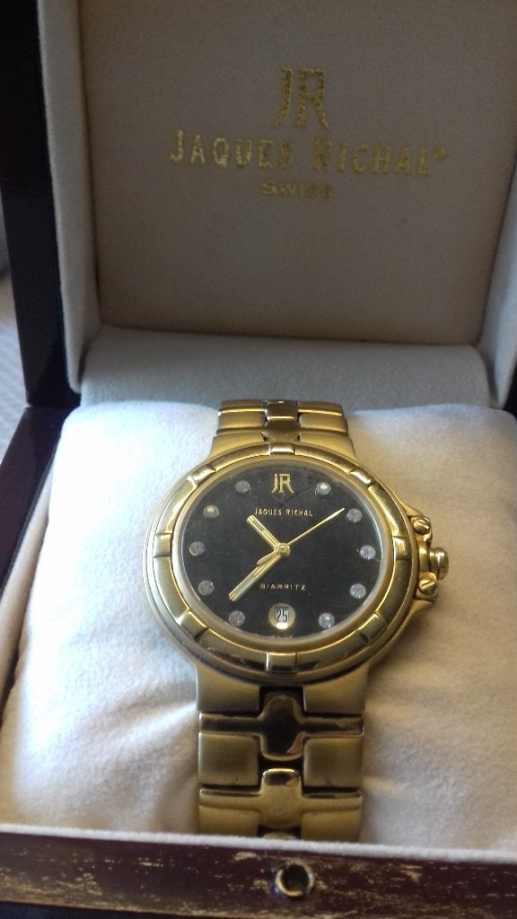 Jacques Richal Biarritz Quartz Horloge 18K Verguld, Sieraden, Tassen en Uiterlijk, Horloges | Heren, Ophalen, Gebruikt, Polshorloge
