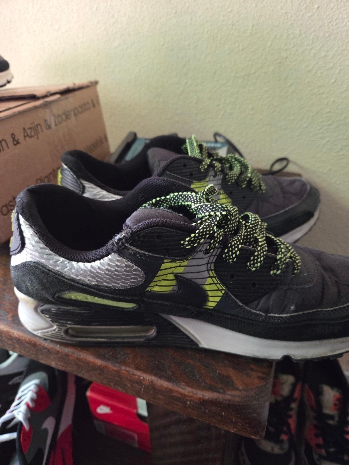 Nike Air Max 90's - Zwart/Neon Geel, Zwart, Nike, Ophalen of Verzenden, Sneakers of Gympen
