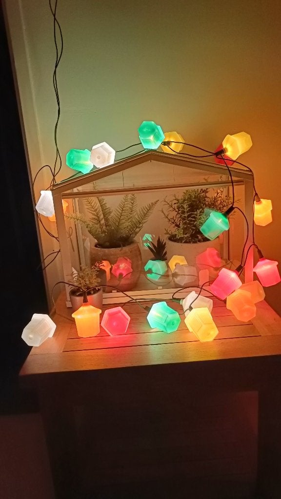 Lichtjes snoer met 20 gekleurde kunststof lampionnetjes, Ophalen of Verzenden, Gebruikt, Meerkleurig