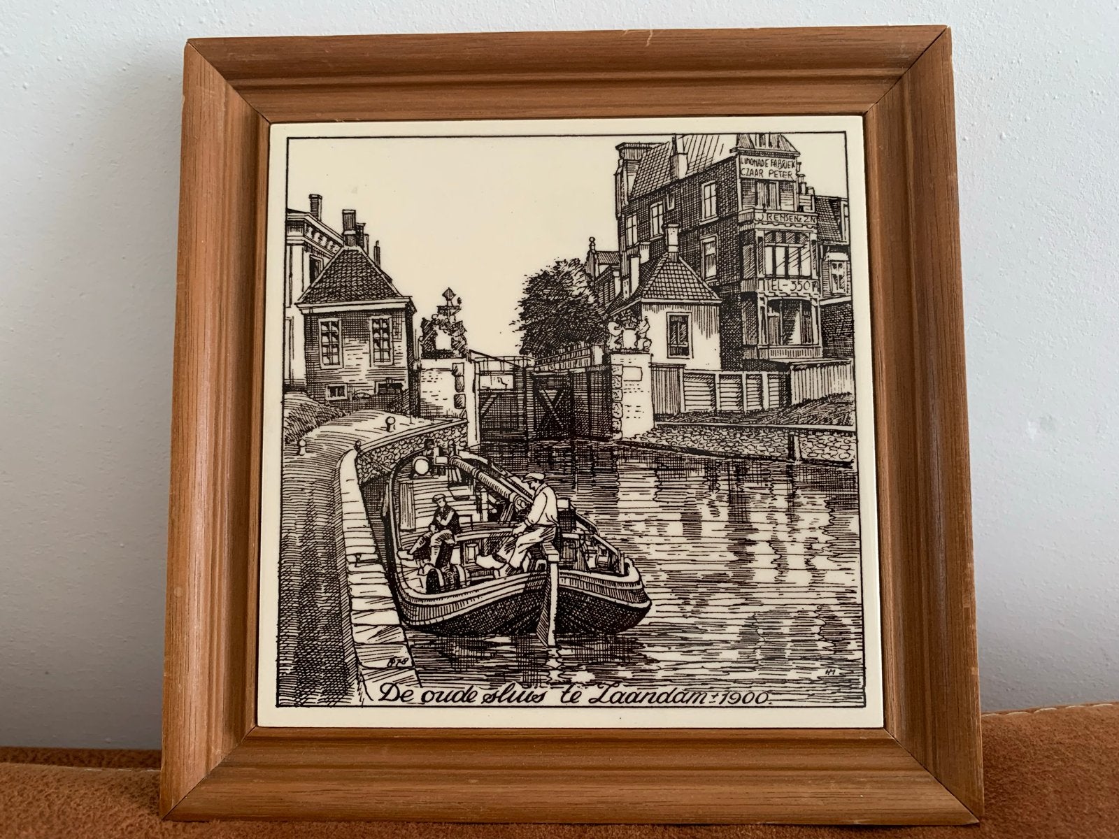 Tegeltableau 'De Oude Sluis te Zaandam 1900' - De Pijpenbakk, Ophalen of Verzenden