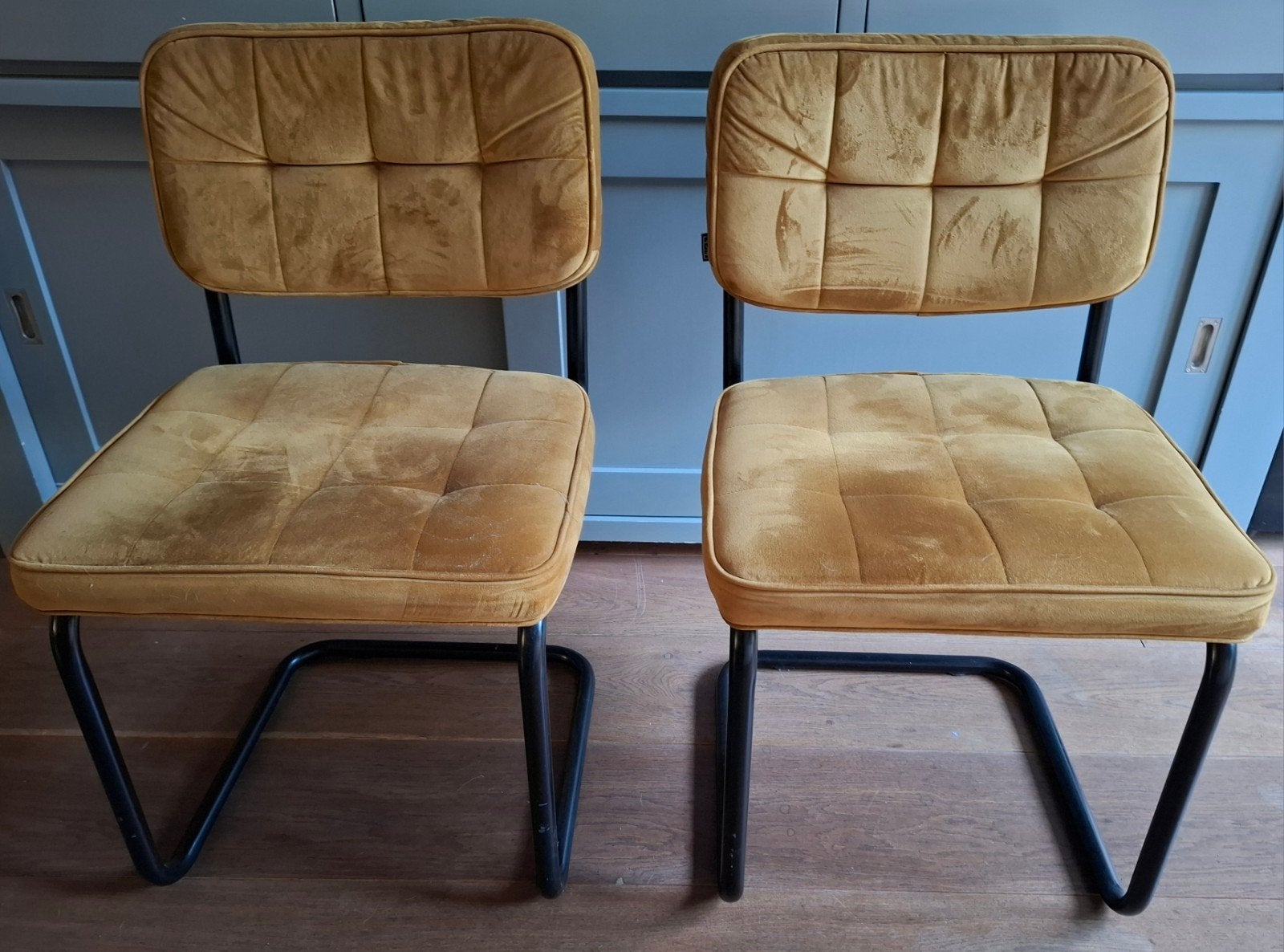 Buisframestoel Ivy (2 stuks) - velvet kleur goud, Ophalen, Overige materialen, Twee, Overige kleuren