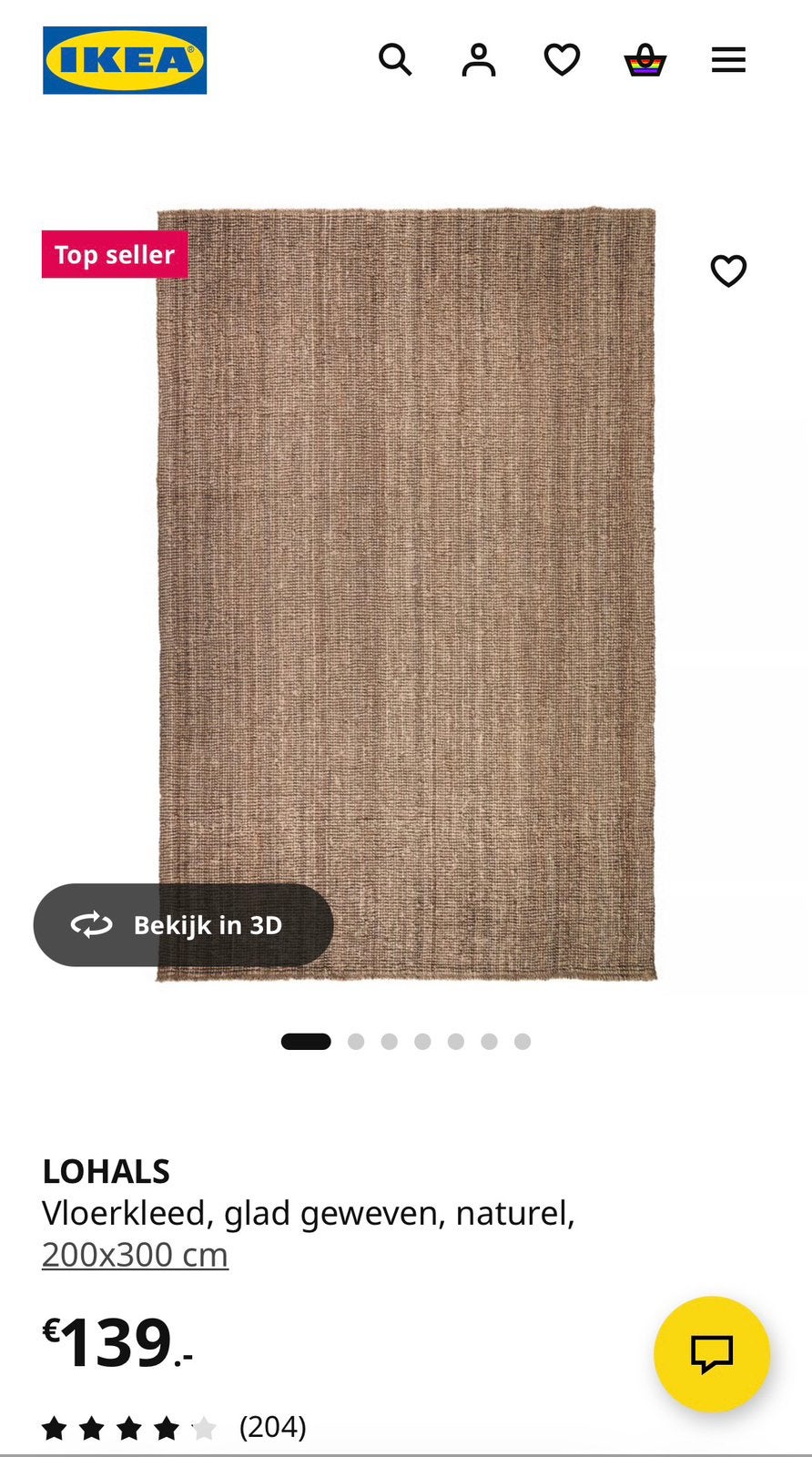 Lohals (ikea) vloerkleed 200x300, Ophalen, Gebruikt, 200 cm of meer, 200 cm of meer
