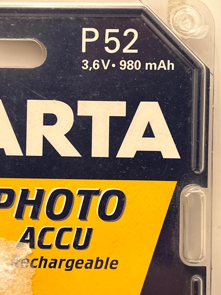Varta Photo Accu P52 3.6V 980mAh Batterij Nikon HP, Ophalen of Verzenden, Nieuw