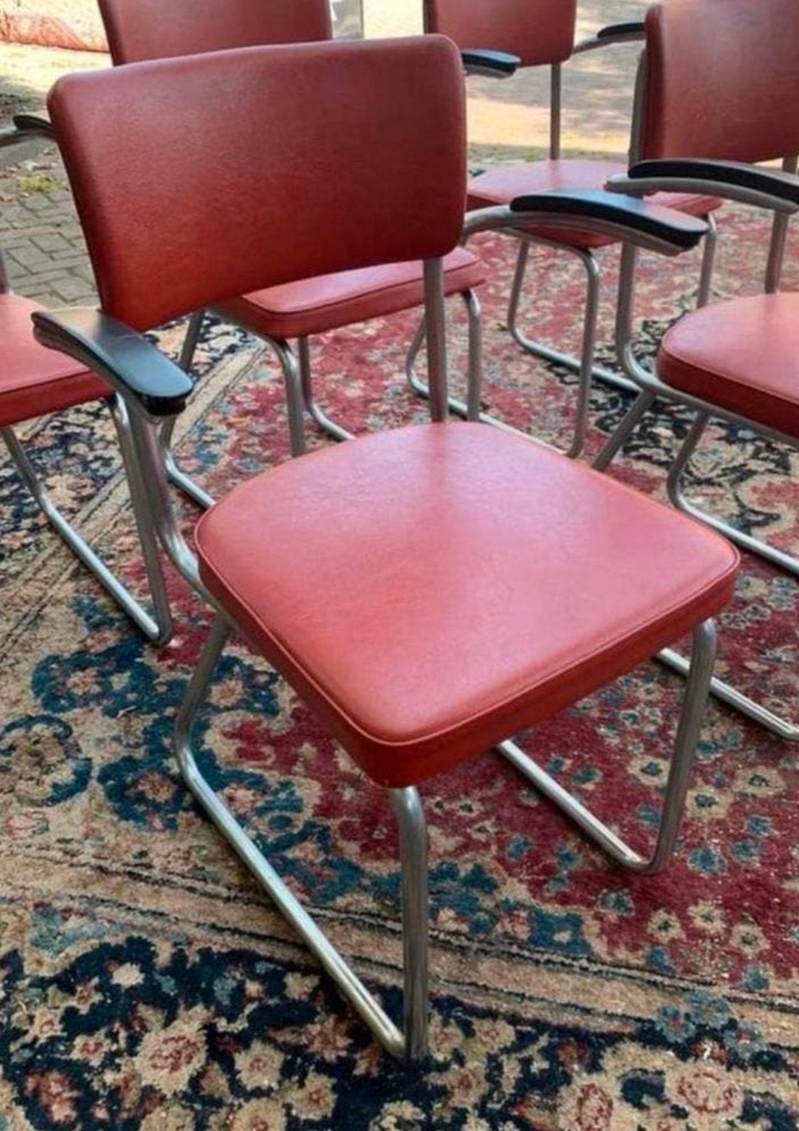 Stoel drie Gispen de Wit buizen frame industriële stoelen., Huis en Inrichting, Ophalen of Verzenden