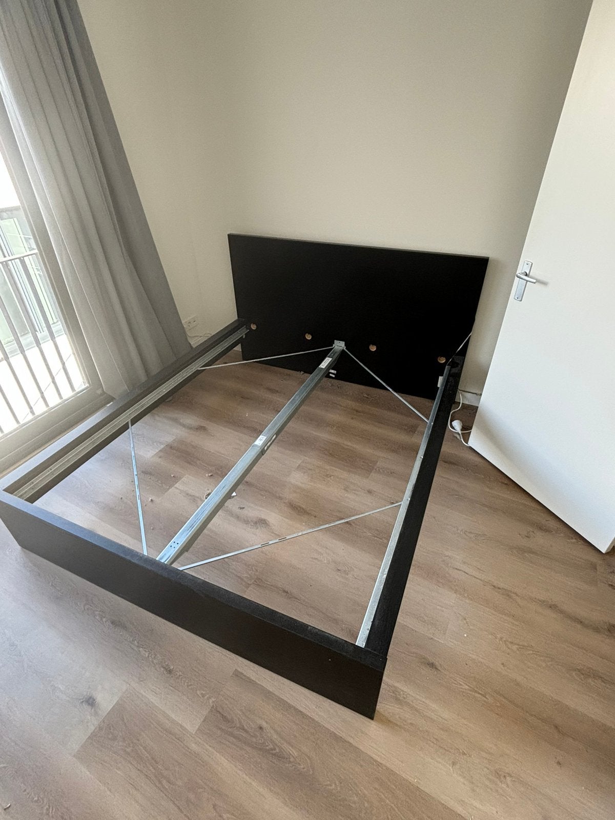 Malm onderstel 160x200 cm, Ophalen, Zwart, Tweepersoons, Zo goed als nieuw