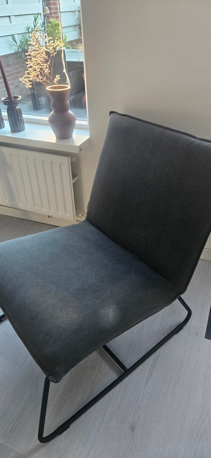 Leenbakker fauteuil donkergrijs, Ophalen, Zo goed als nieuw, Metaal, Eén