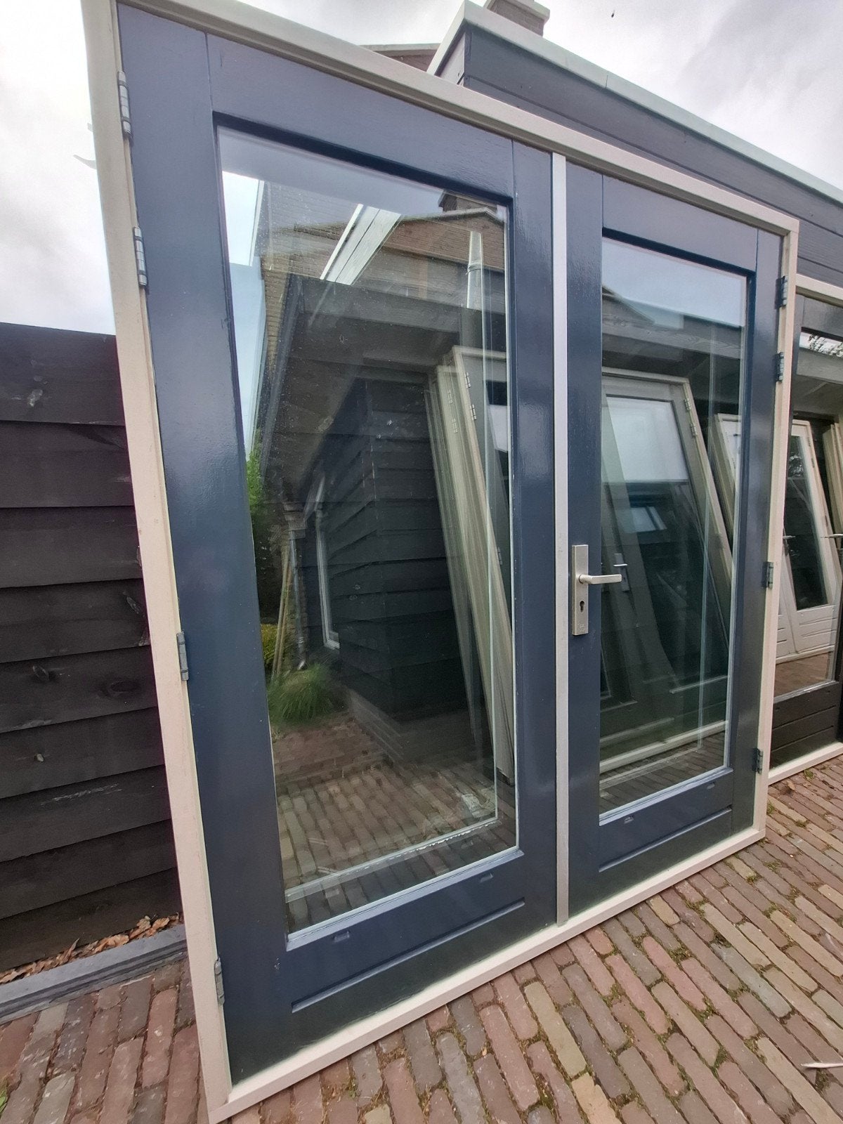 Openslaande tuindeuren dubbel glas deuren terrasdeuren pui, Ophalen, Deurkozijn, Zo goed als nieuw, 150 tot 225 cm