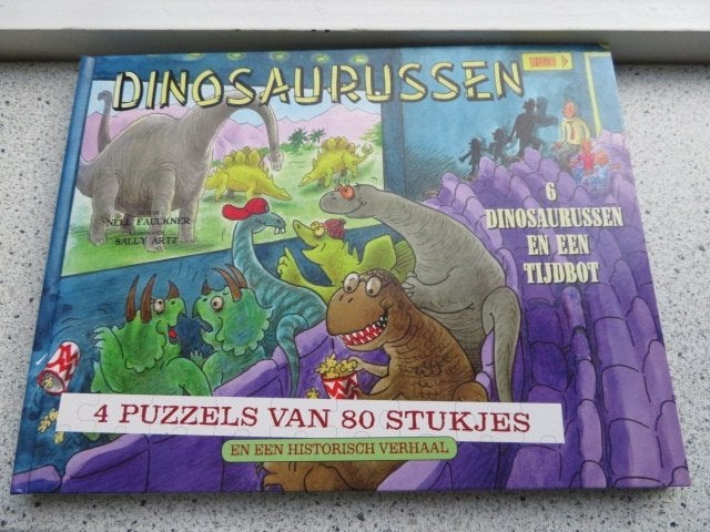 Puzzelboek met  4 puzzels van 80 stukjes DINOSAURUSSEN, Ophalen of Verzenden, Meer dan 50 stukjes, Zo goed als nieuw