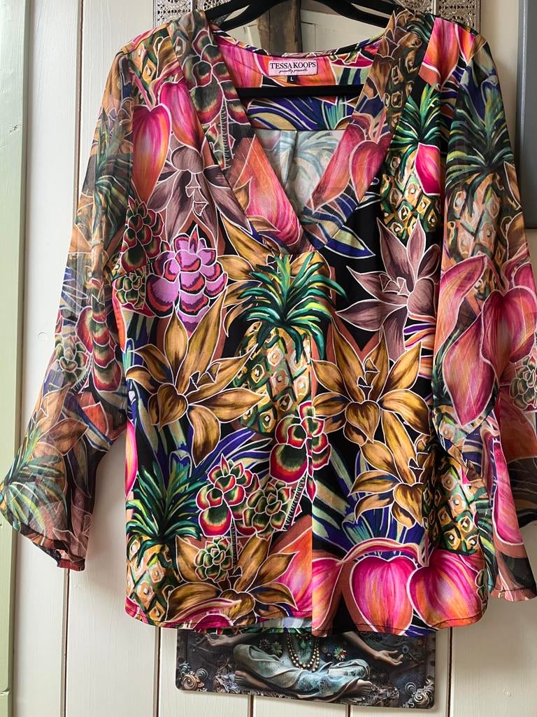 Kleurrijke top/ blouse van Tessa Koops mt 42, Kleding | Dames, Ophalen of Verzenden, Zo goed als nieuw, Maat 42/44 (L)