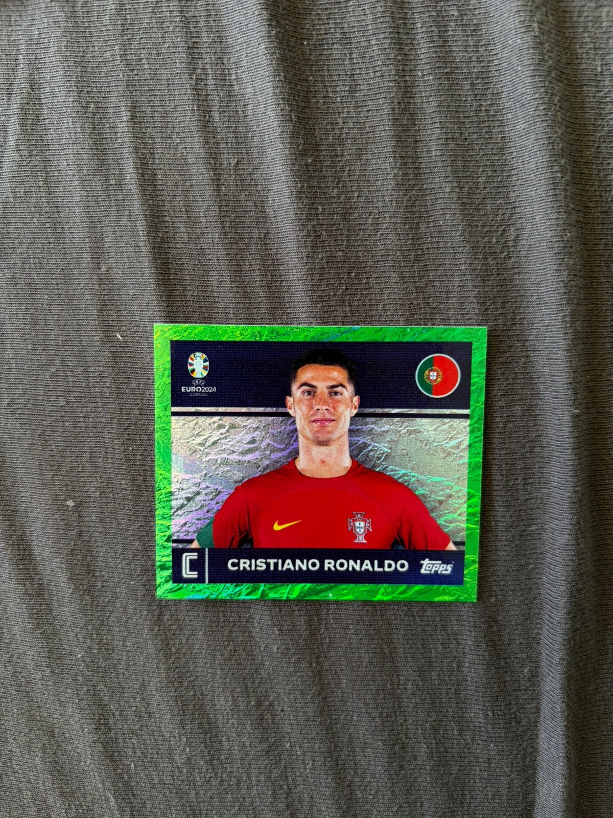 Cristiano Ronaldo EK2024 sticker groen, Buitenlandse clubs, Ophalen of Verzenden, Zo goed als nieuw, Poster, Plaatje of Sticker
