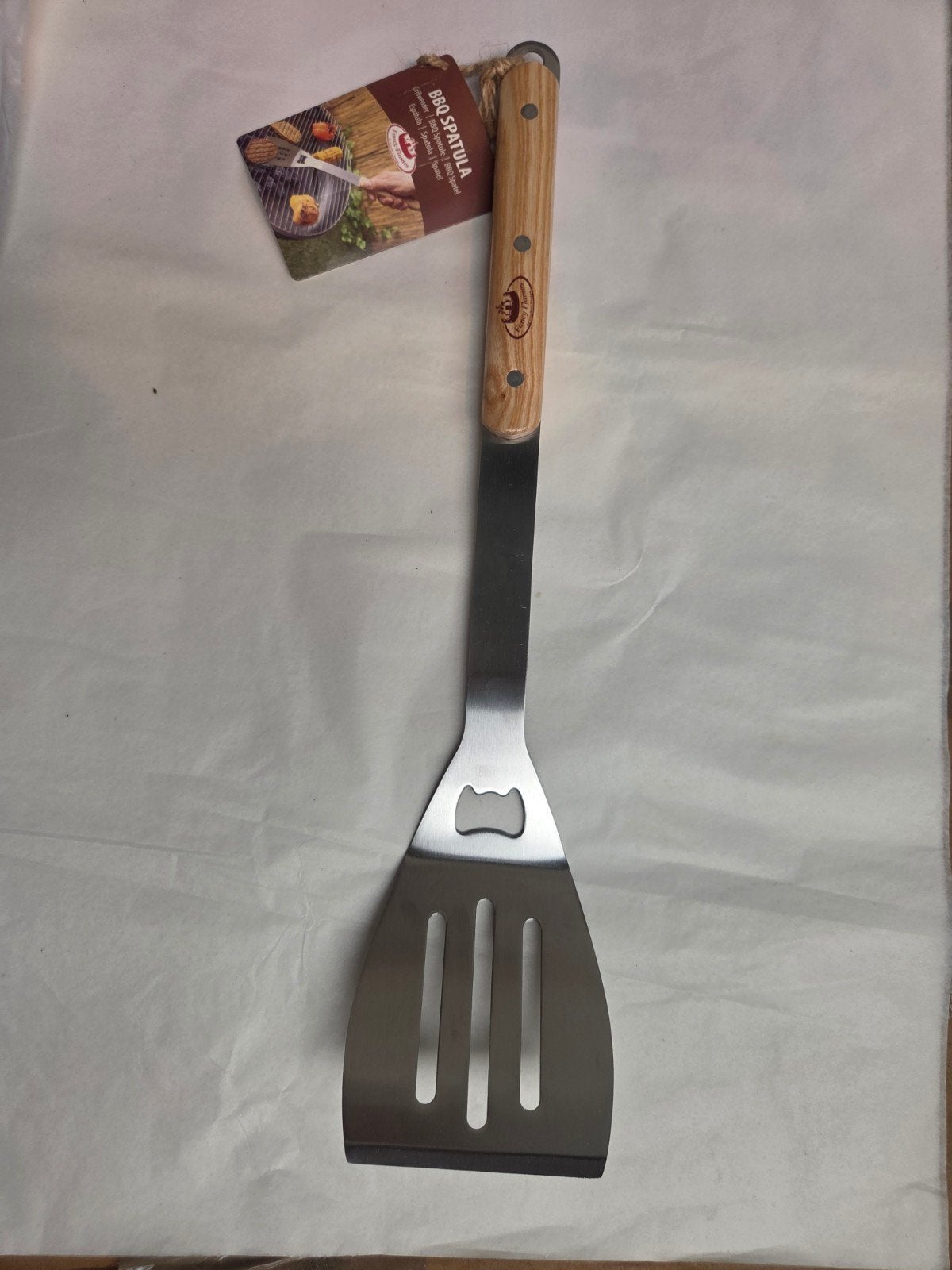 BBQ Spatel met Houten Handvat en Flesopener, Ophalen of Verzenden, Nieuw, Onbekend