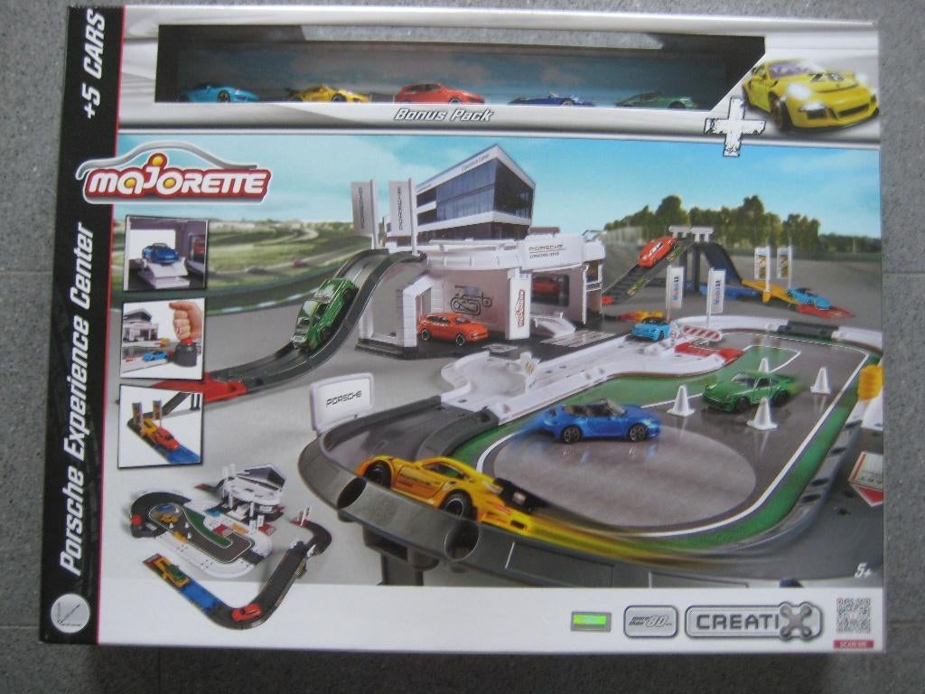Majorette Porsche Experience Center + 5 voertuigen, Racebaan, Nieuw, Handmatig, Met looping
