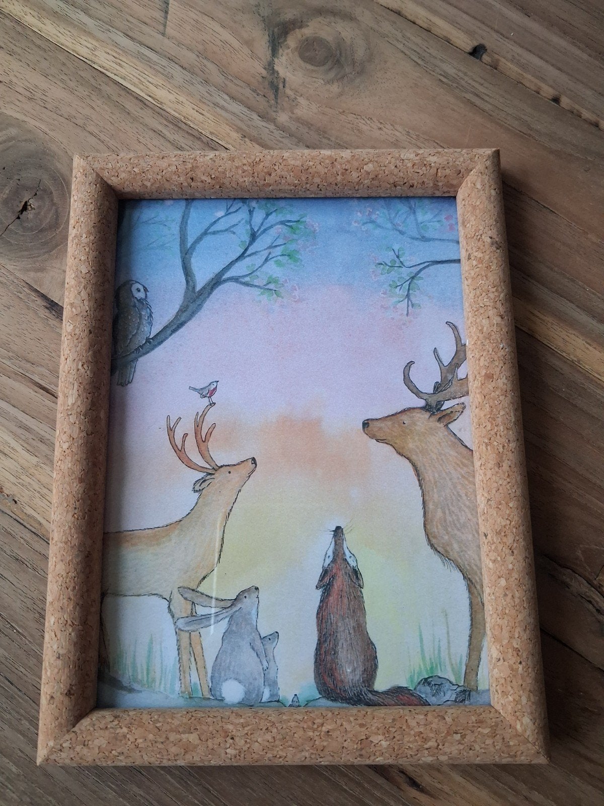 Fotolijst kurk Hartendief, dieren in het bos 15x20cm, Nieuw, Ophalen of Verzenden, Fotolijst, 20 cm