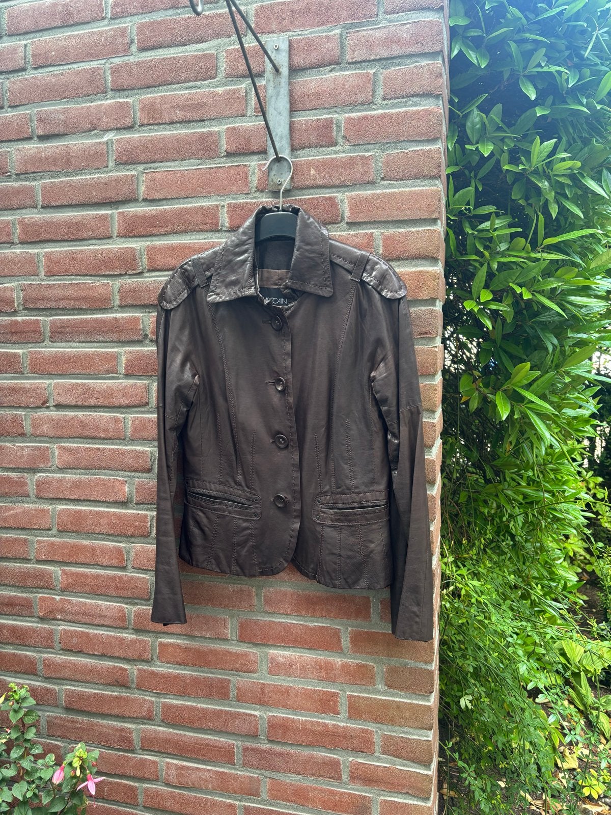Marc Cain Leren Jasje - Maat 36, Ophalen of Verzenden, Zo goed als nieuw, Maat 38/40 (M), Bruin