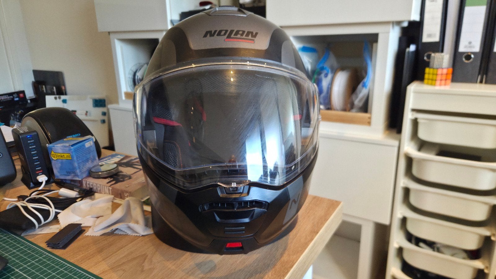 Nolan N100-5 Systeemhelm met N-Com B902 R intercom, Motoren, Kleding | Motorhelmen, Heren, Systeemhelm, M, Nolan, Tweedehands