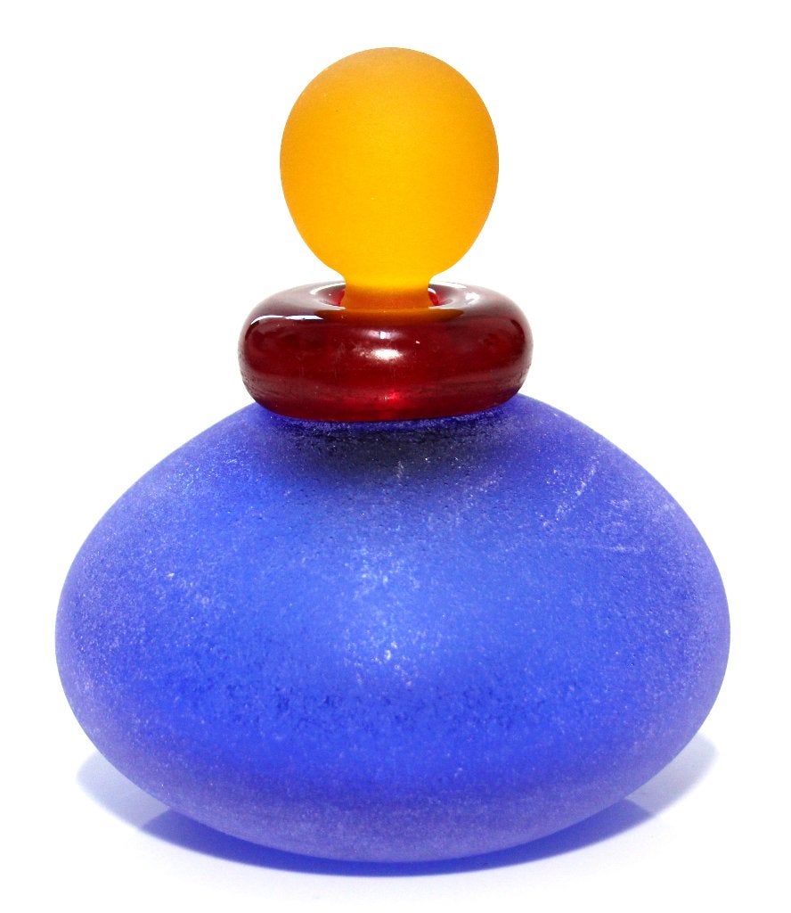 Italiaanse Franco Moretti Blauw Rood Geel Glas Parfumfles, Antiek en Kunst, Ophalen of Verzenden