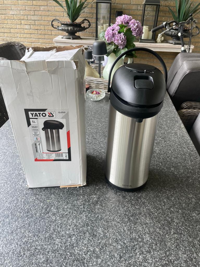 Yato RVS Thermoskan 5L - Zo goed als nieuw, Overige typen, Zilver, M, Ophalen of Verzenden