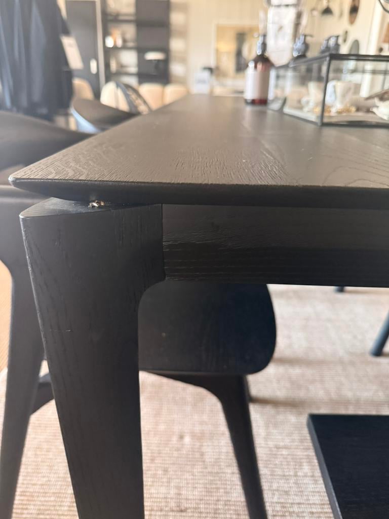 Etnicraft Bok black eettafel 220x95cm model winkel, Eikenhout, 50 tot 100 cm, Natuurlijk wonen, Vijf personen of meer