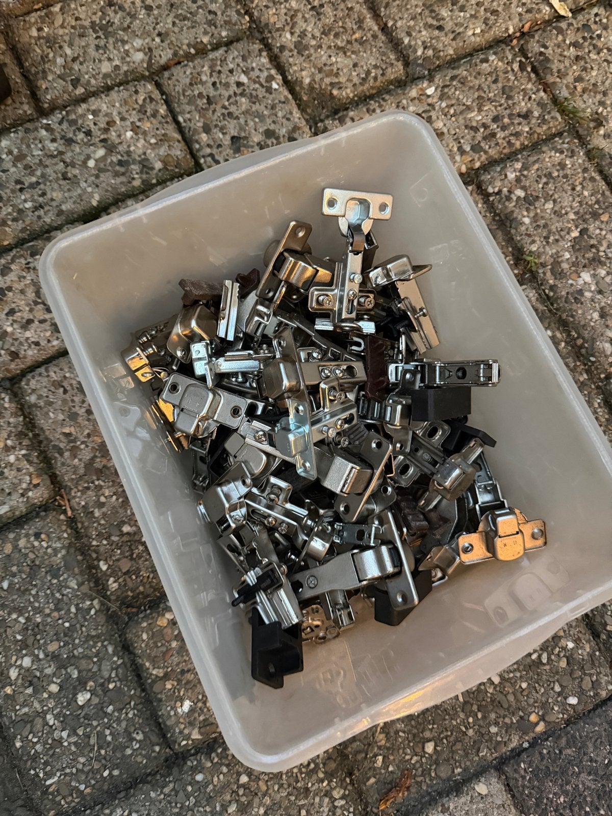 Partij scharnieren voor kasten, Doe-het-zelf en Verbouw, Hang- en Sluitwerk, Ophalen, Gebruikt, Chroom, Scharnier