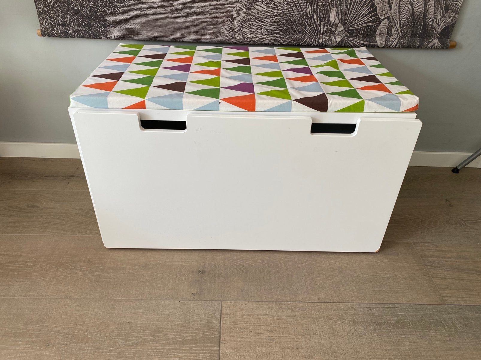 Ikea speelgoedkist met grote la en zitkussen, Ophalen, Gebruikt, Overige typen, Met wieltjes