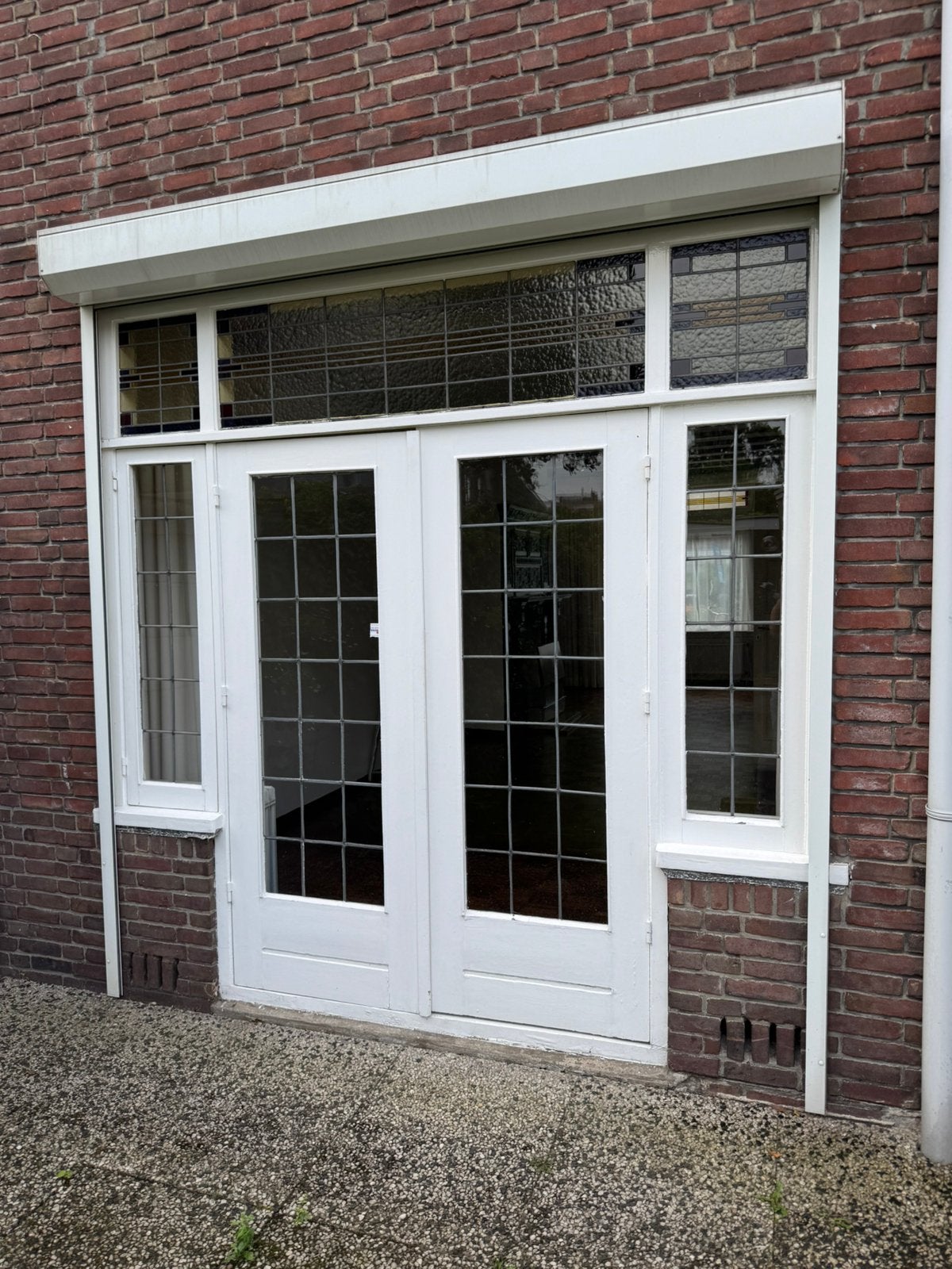 Te koop: kozijn openslaande deuren, enkel glas., Ophalen, Glas, Buitendeur, 200 tot 215 cm