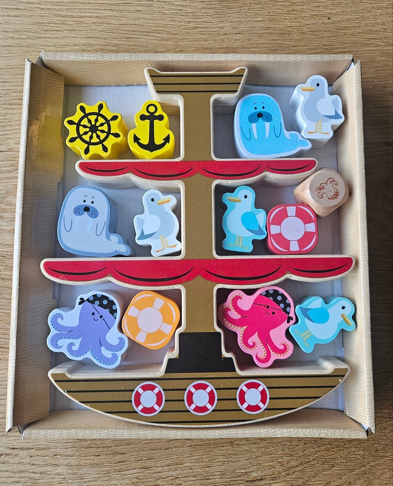 Houten balansspel boot met zeedieren, Ophalen of Verzenden, Gebruikt, Puzzelen