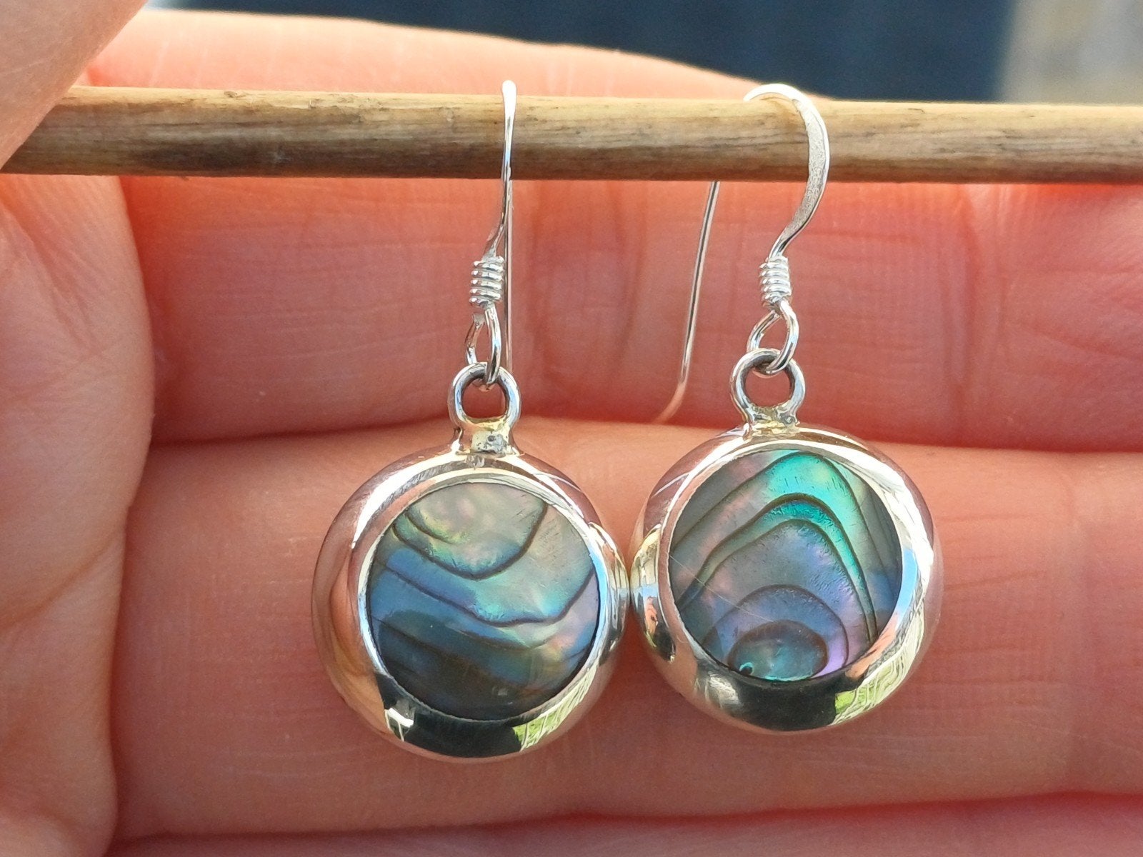 Vanoli 925 zilveren dubbele oorbellen abalone parelmoer, Daiva1973@hotmail.com, Hangers, Vanoli, Overige kleuren