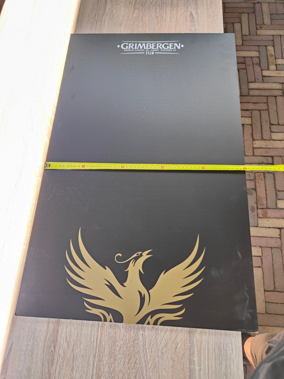 Grimbergen Reclamebord - Zwart met Gouden Feniks, Ophalen of Verzenden, Zo goed als nieuw