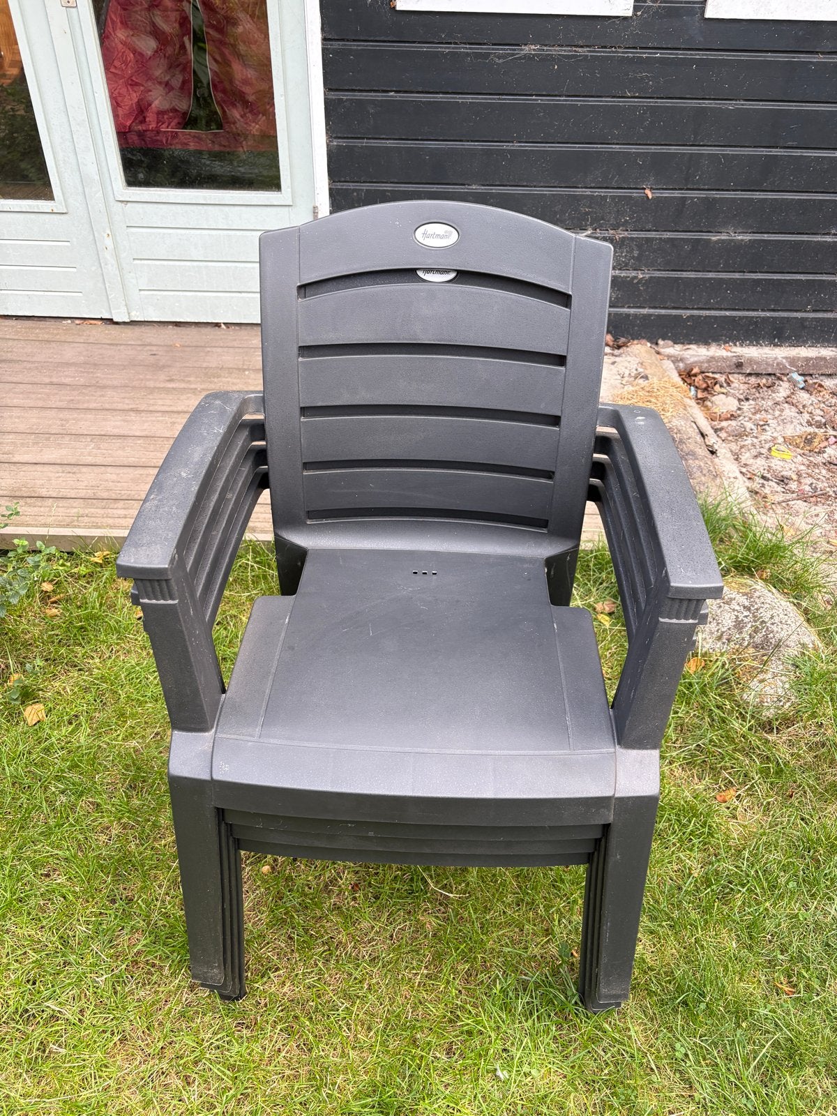 4 Hartman tuinstoelen, stapelbaar, donkergrijs, Ophalen, Gebruikt, Kunststof, Stapelbaar