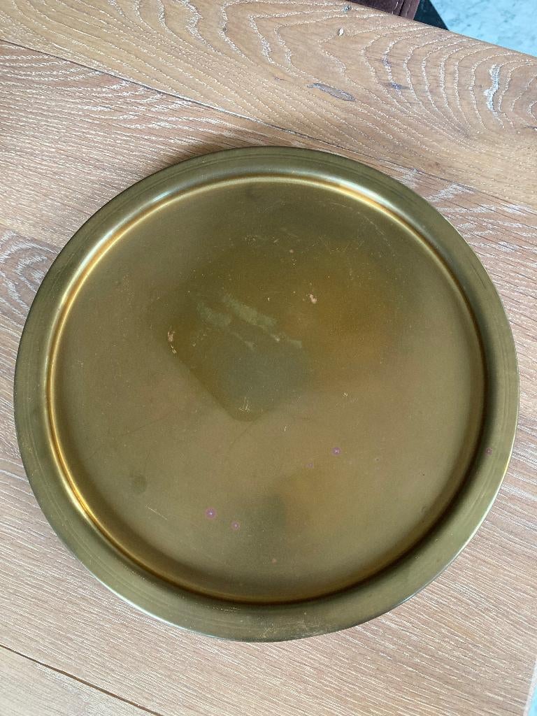 Koperen dienblad presenteerblad ø27 cm op 3 bolpootjes, Ophalen of Verzenden, Koper