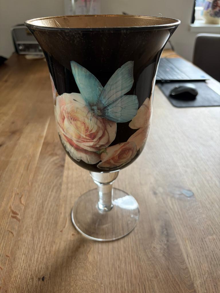 Decoupage vaas, Ophalen, Overige kleuren, Glas, Minder dan 50 cm