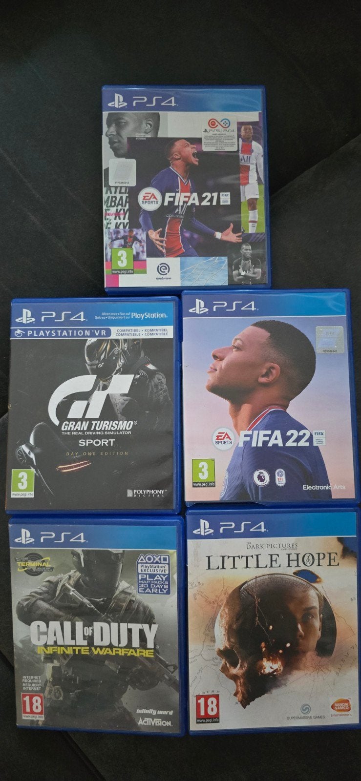 Ps4:  FIFA 21, FIFA 22, Call of Duty, Gran Turis, Gebruikt, Vanaf 18 jaar, Overige genres, Virtual Reality