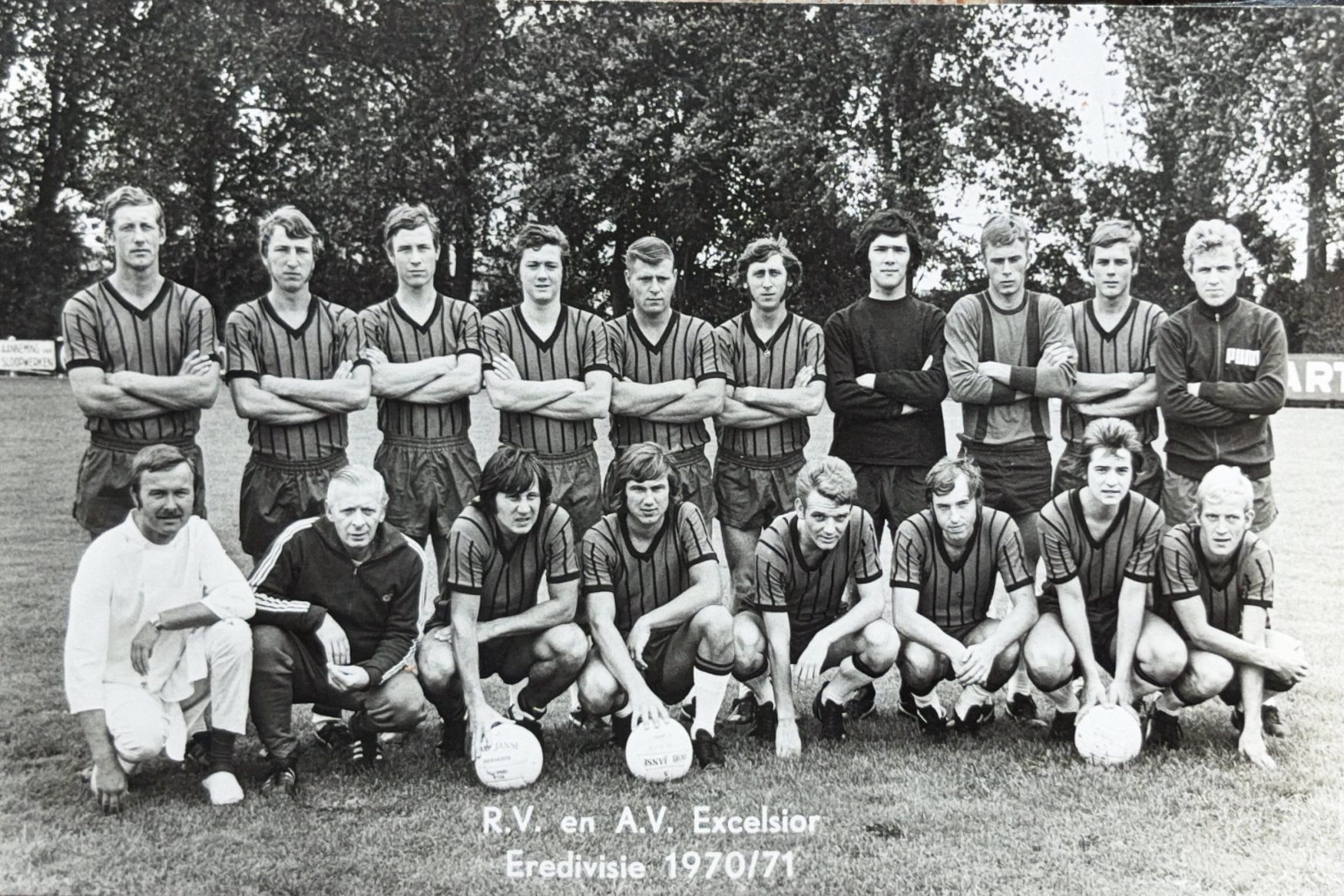 Elftalkaart Excelsior Rotterdam - seizoen 1970/1971, Verzamelen, Ophalen of Verzenden, Gebruikt, Feyenoord, Spelerskaart