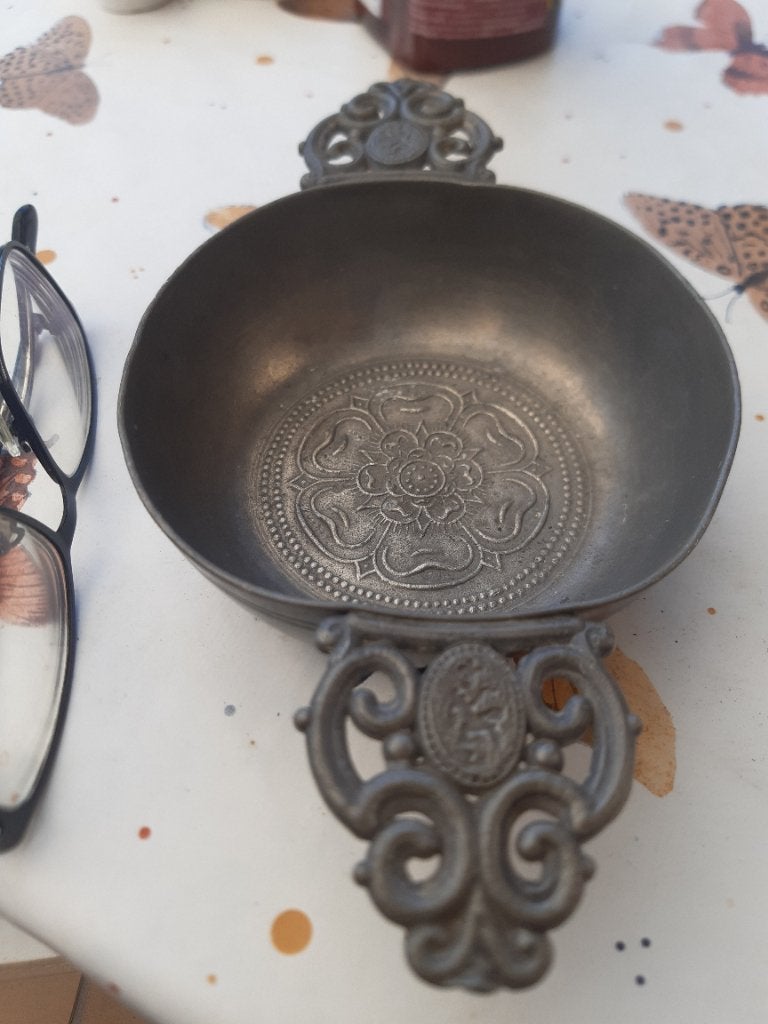 Tinnen porringer papkommetje brandewijnschaaltje, Antiek en Kunst, Antiek | Tin, Ophalen of Verzenden
