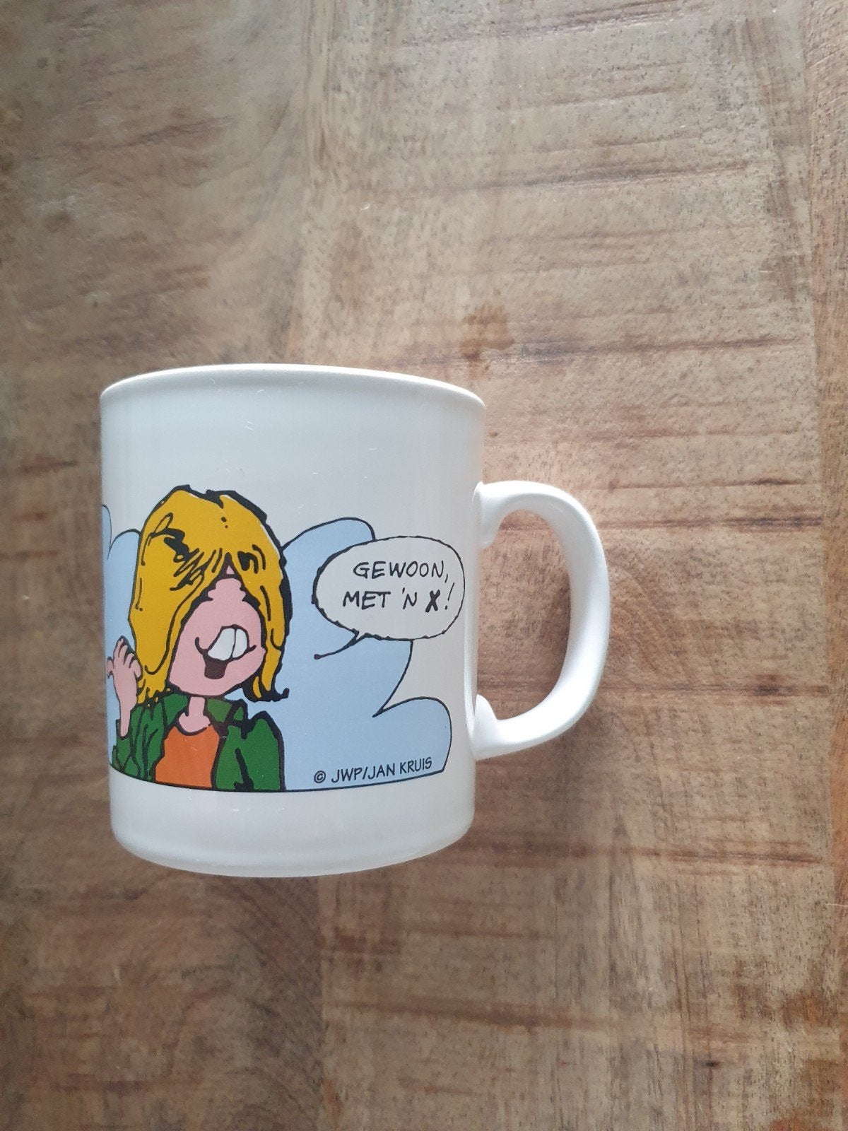 Jan, Jans en de Kinderen mok - Gewoon, met 'n X!, Huis en Inrichting, Keuken | Servies, Gebruikt, Kop(pen) en/of Schotel(s), Overige stijlen