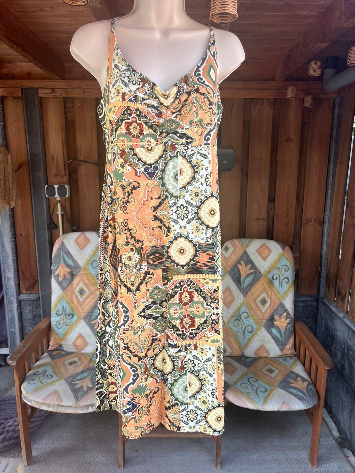 Geisha zomerjurkje  met bijpassend broek mt L/40, Maat 38/40 (M), Meerkleurig, Ophalen of Verzenden, Gedragen