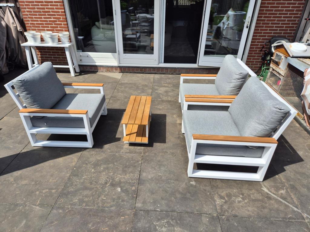 Life lounge set wit, Ophalen, Aluminium, Bijzettafel