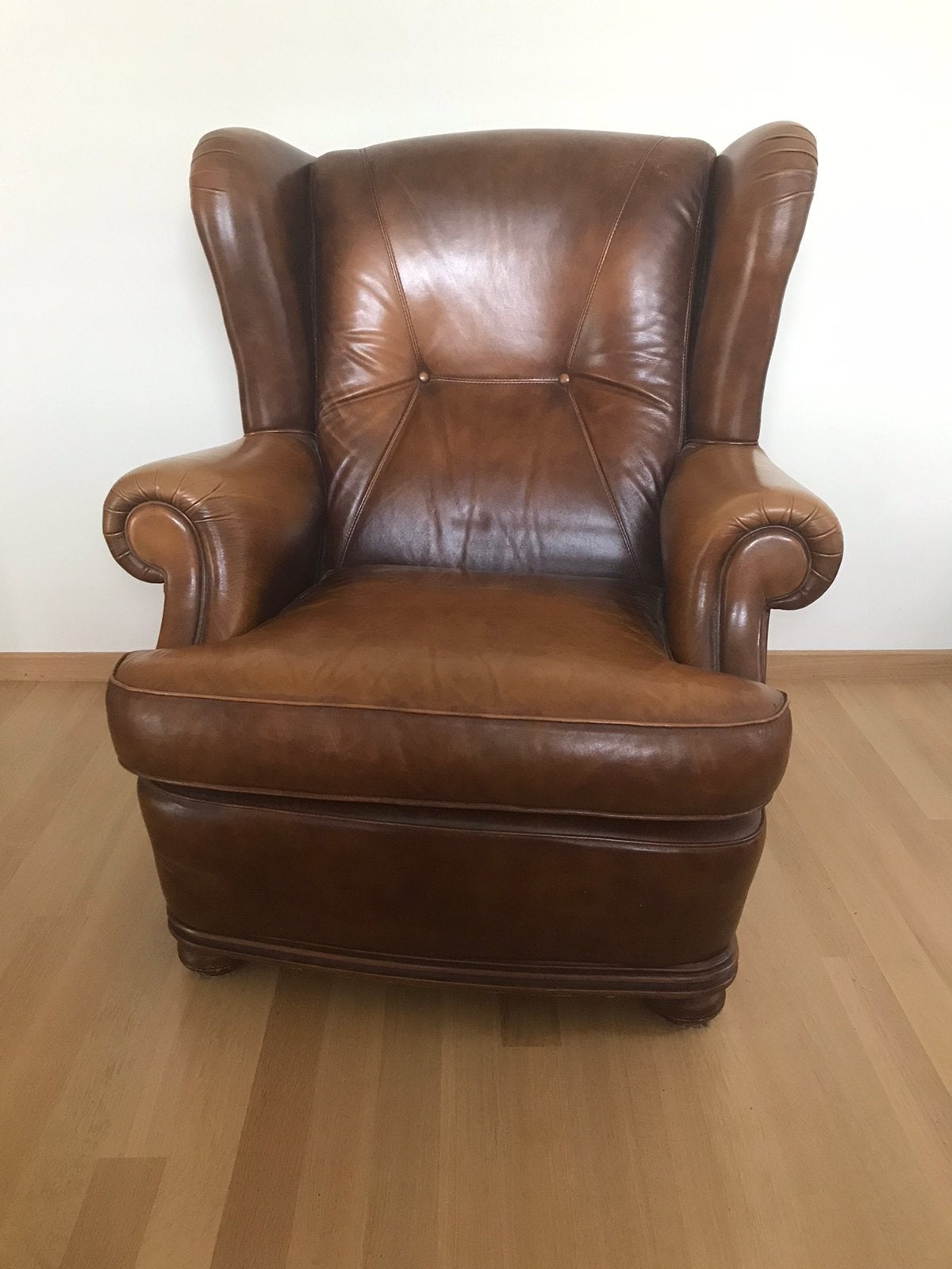 Grote leren herenfauteuil in top conditie., Huis en Inrichting, Ophalen, Klassiek, Zo goed als nieuw, 75 tot 100 cm