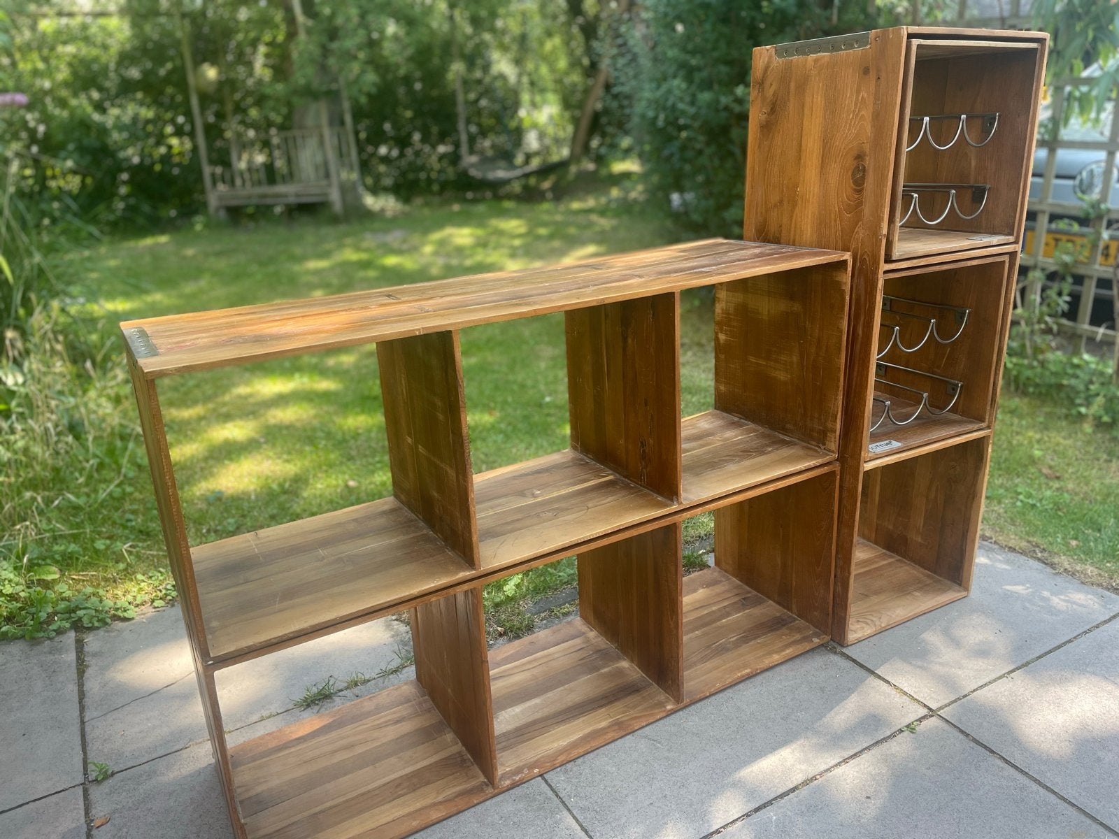 Hardhouten kast met wijnrekken van Troubadour, Ophalen, Gebruikt, Minder dan 150 cm, Minder dan 100 cm