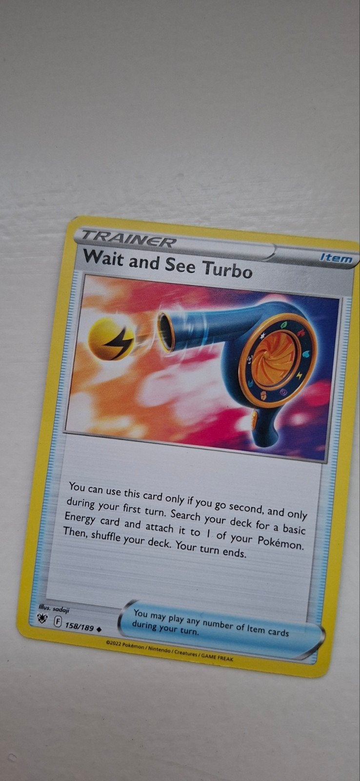 Pokémon TCG: Wait and See Turbo Trainer Kaart, Ophalen of Verzenden, Zo goed als nieuw, Losse kaart