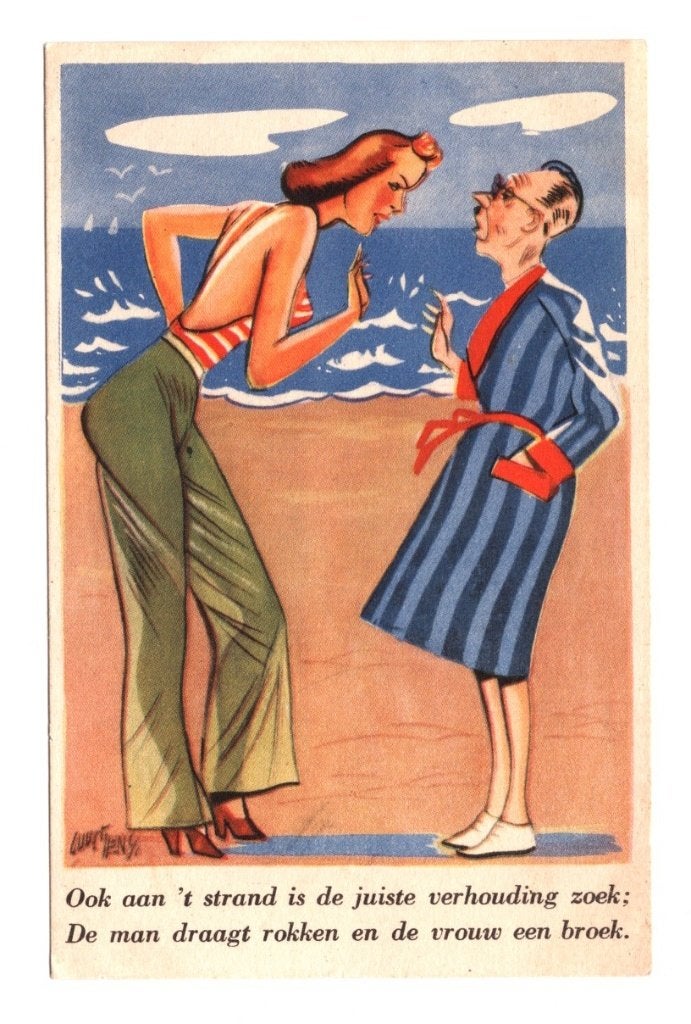Oude Ansichtkaart Guust Hens Strandmode Gelopen 1943, Ophalen of Verzenden, 1940 tot 1960, Gelopen, Overige thema's