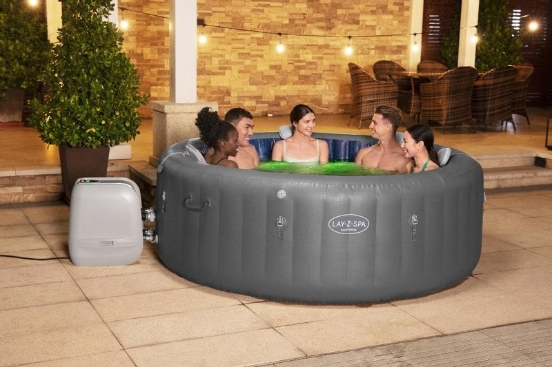 Lay-Z Spa Santorini HydroJet opblaasbare spa (7 persoons), Gebruikt, Opblaaszwembad, Rond, Ophalen of Verzenden