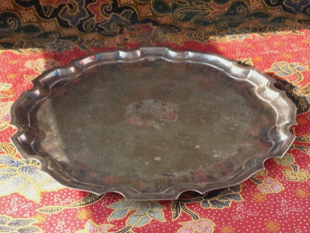 Mooi antiek silverplate dienblad uit Engeland 35,7 cm., Antiek en Kunst, Ophalen of Verzenden