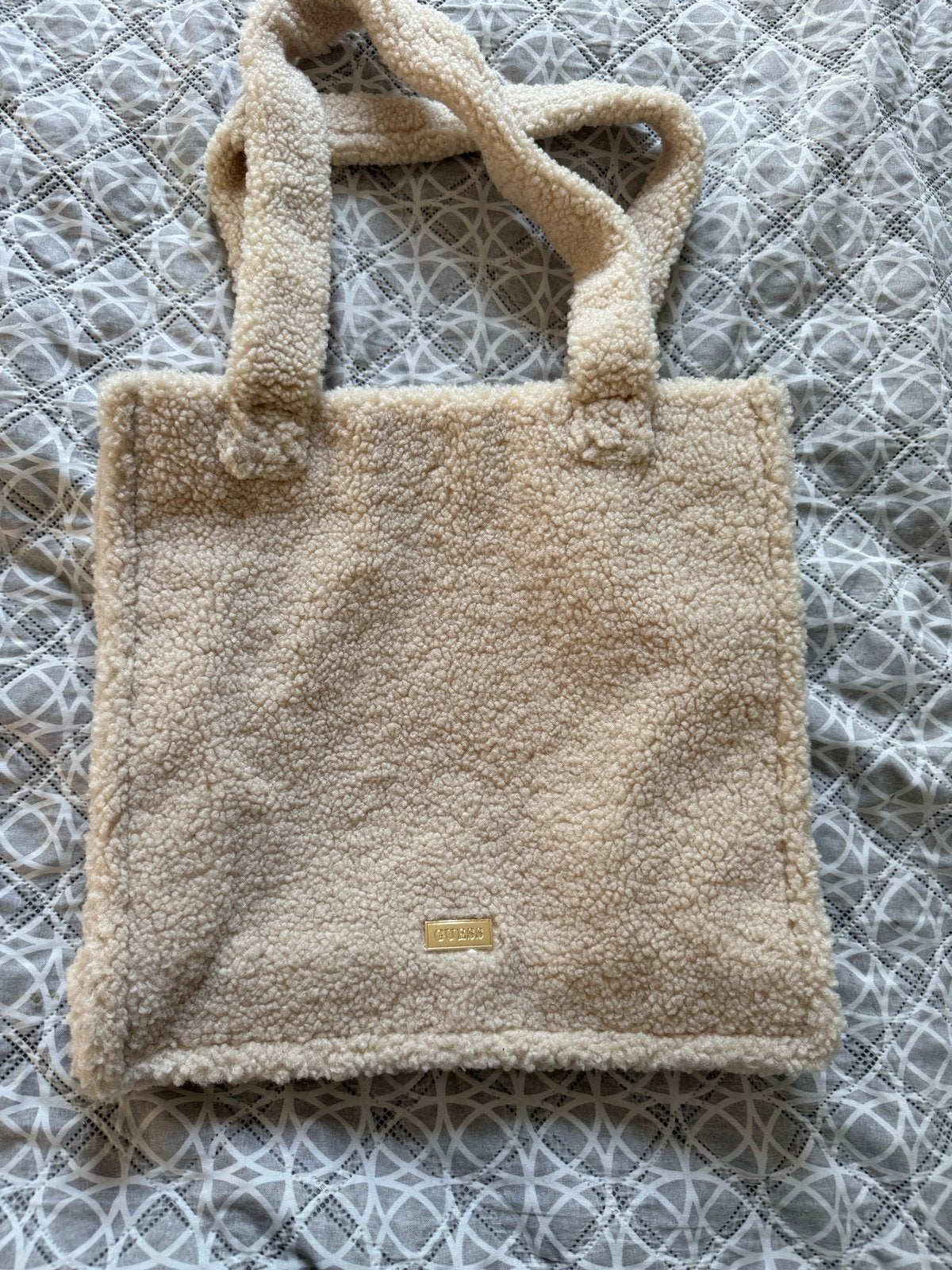 Guess Teddy Shopper Tas - Crème, Ophalen of Verzenden, Zo goed als nieuw, Beige, Shopper