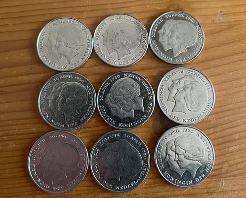 9 stuks gulden munt troonswisseling 1980