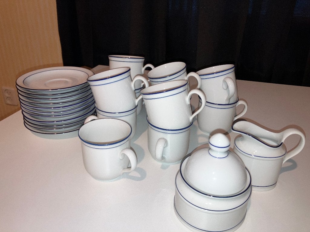 Servies wit blauwe rand Seltmann Weiden, Gebruikt, Ophalen of Verzenden, Bord(en), Overige stijlen