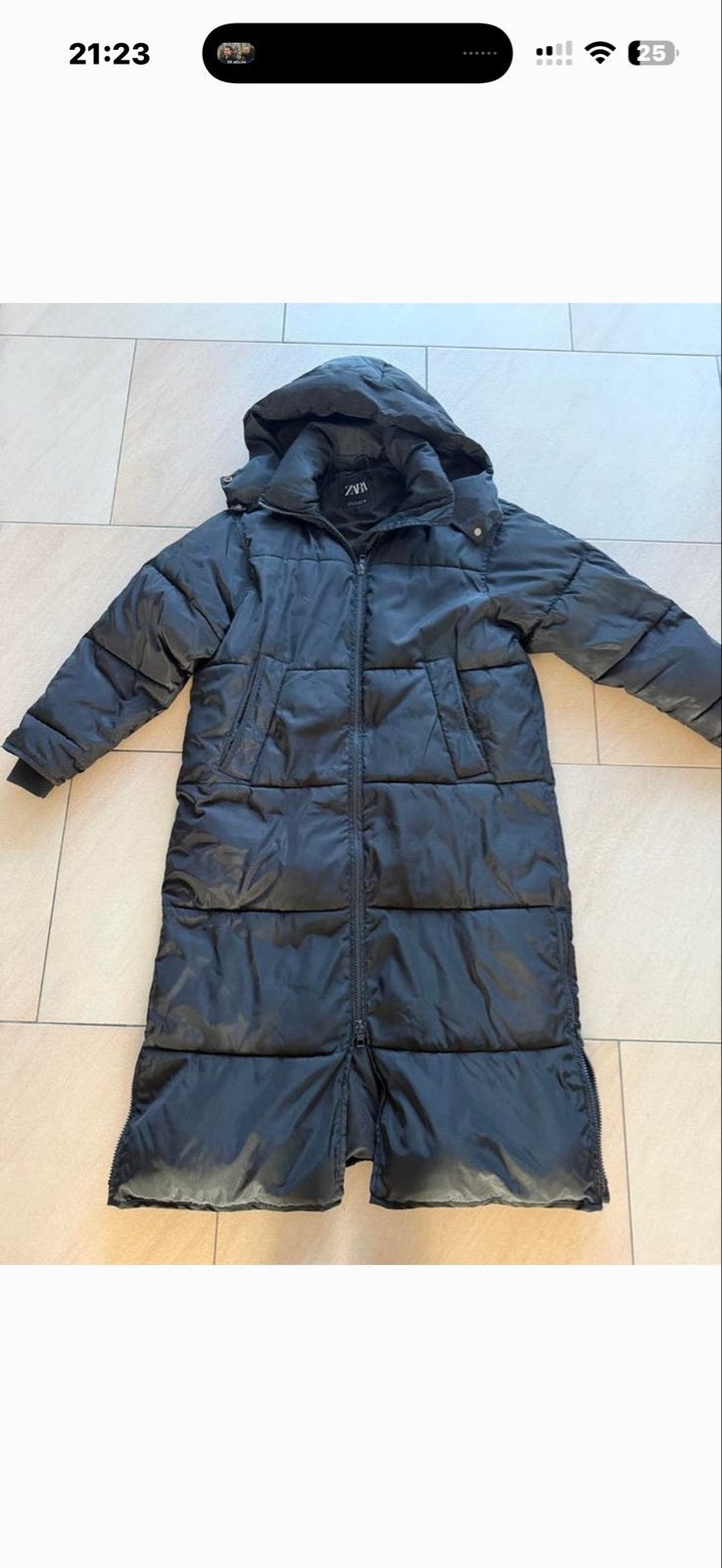 Zara Extra Lange Puffer Jas Zwart - Maat XS, Kleding | Dames, Jassen | Winter, Ophalen of Verzenden, Gedragen, Maat 34 (XS) of kleiner