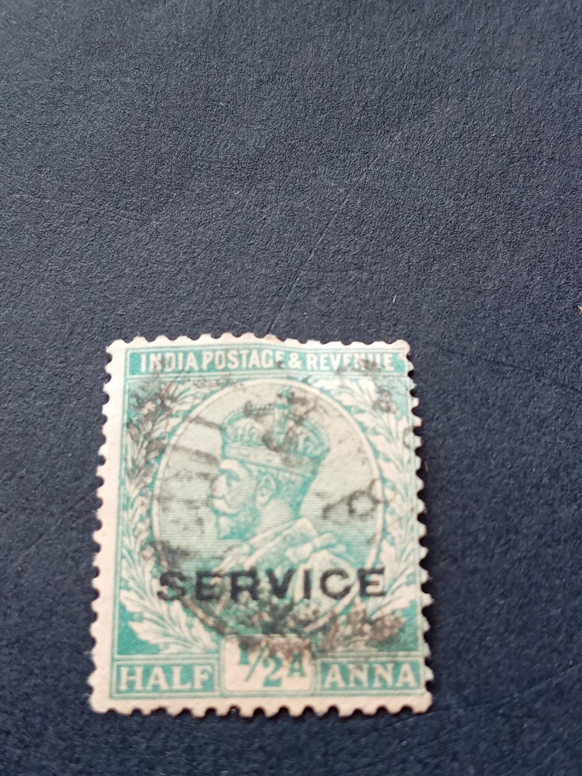 India Postzegel & Revenue 'SERVICE' Half Anna, Ophalen of Verzenden, T/m 1940, Gestempeld