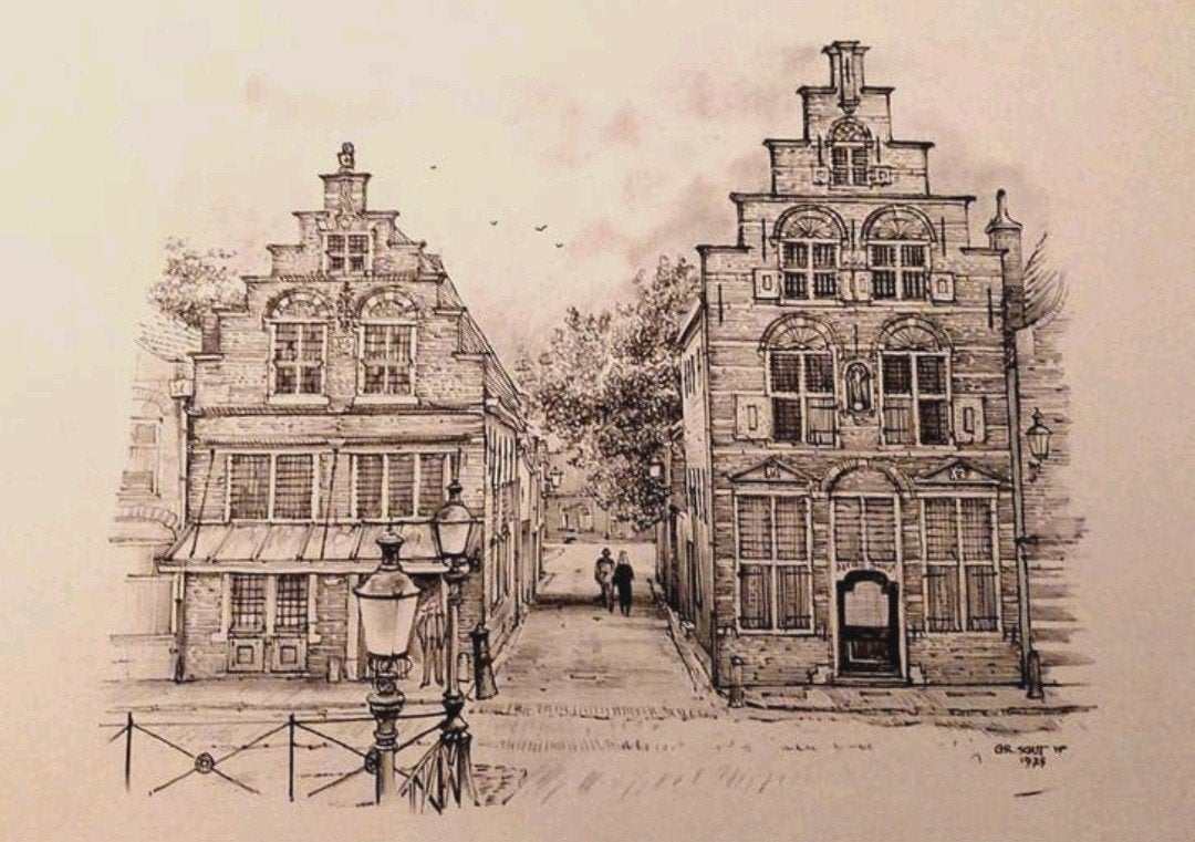 Oudewater ... Heksenwaag ..., Antiek en Kunst, Kunst | Tekeningen en Foto's, Ophalen of Verzenden