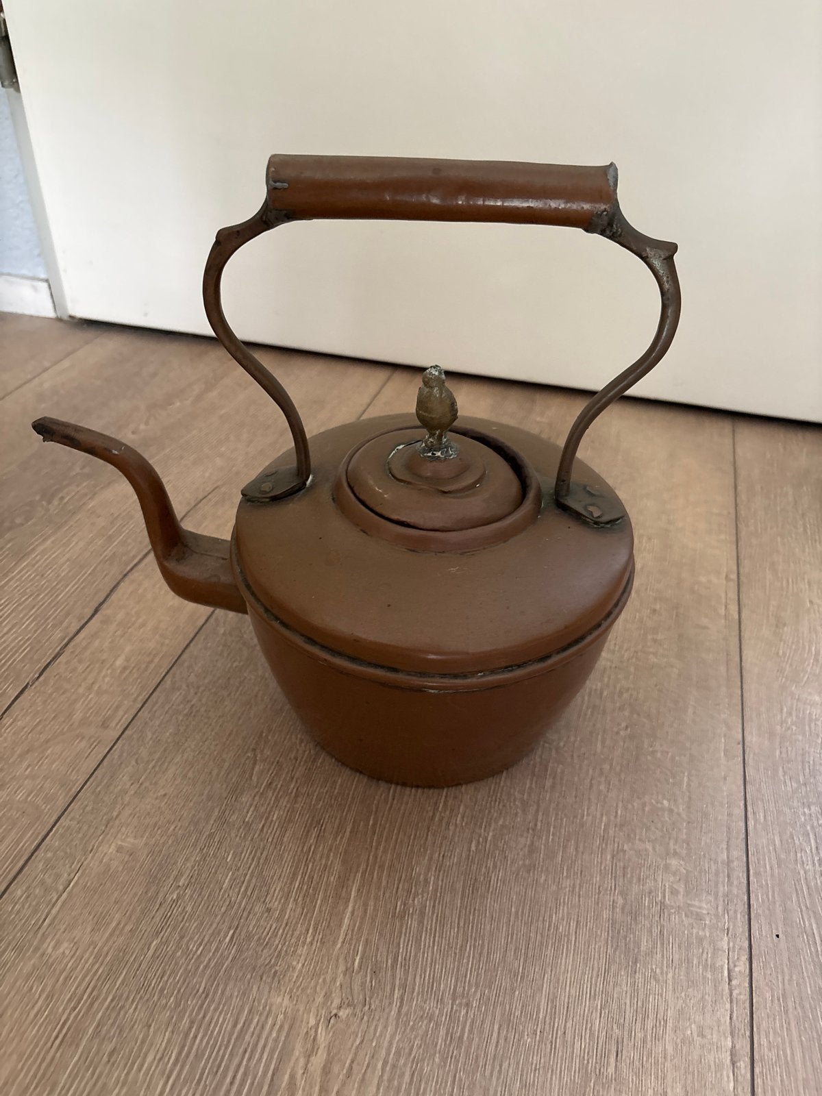 Antieke koperen theeketel met unieke tuit, Antiek en Kunst, Ophalen, Koper